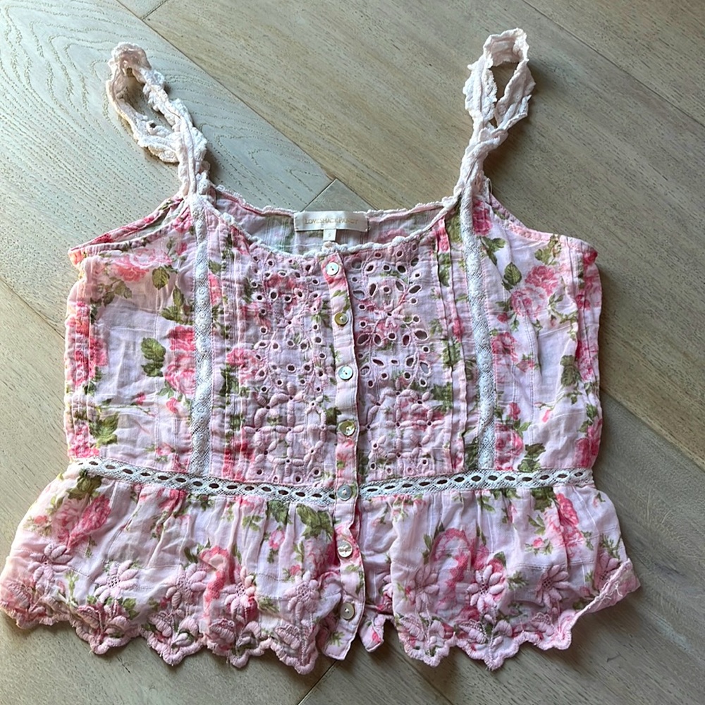 LovrShackFancy crop tank top - floral - size small